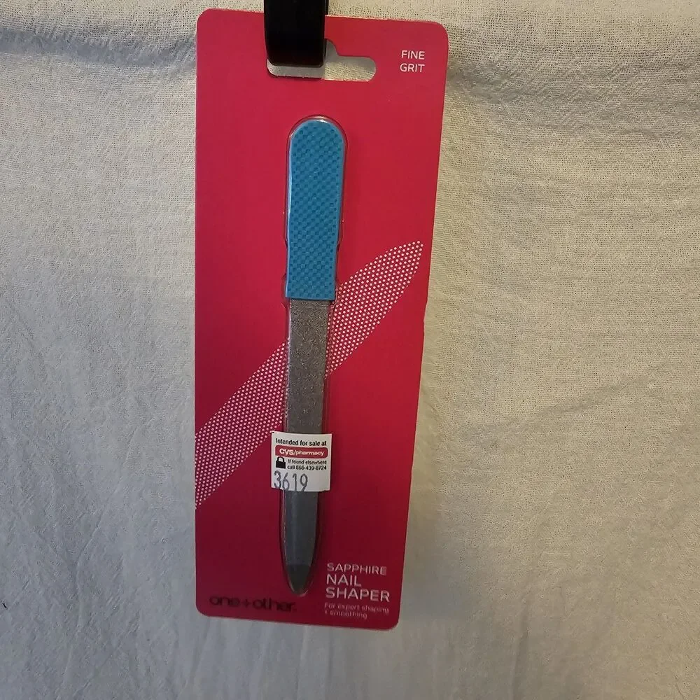 Pointed Sapphire Nail File NEW Blue Plastic Handle